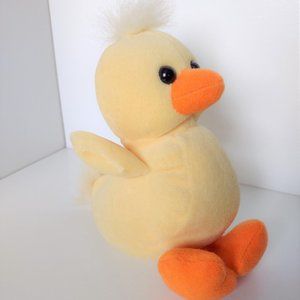 Vintage Plush Easter Duck or Chick Stuffed Animal Toy, Yellow & Orange 1990s, 6"